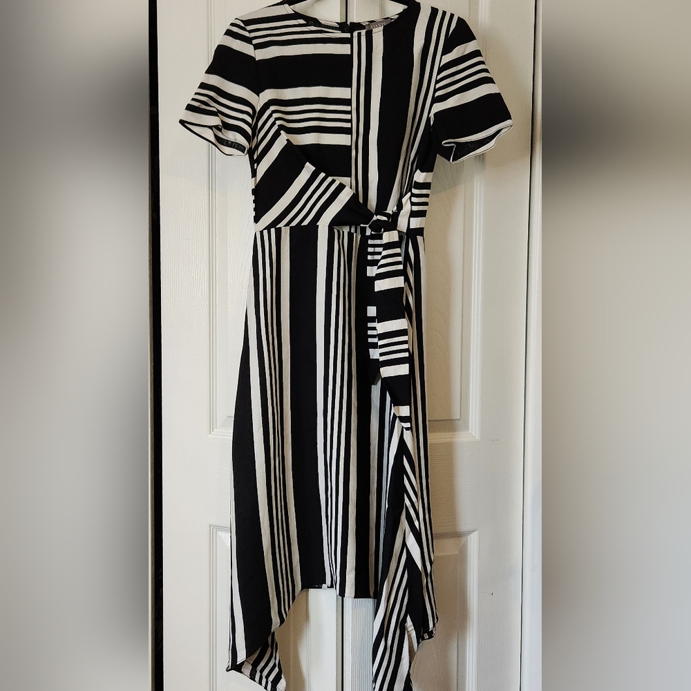 ASOS Oasis Stripe Midi Dress, Black and White, Size US 6